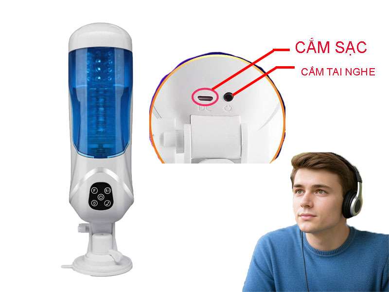 Cách cắm sạc và tai nghe của máy thủ dâm EASY.LOVE L